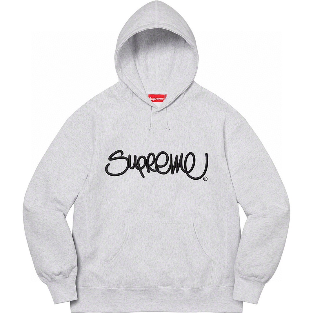 Supreme 22SS Raised Handstyle Hooded Sweatshirt 刺繡草寫Logo