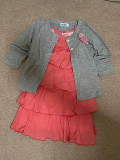 Teaberry Orange Ruffled Dress & Grey Sweater 12-18mos girl