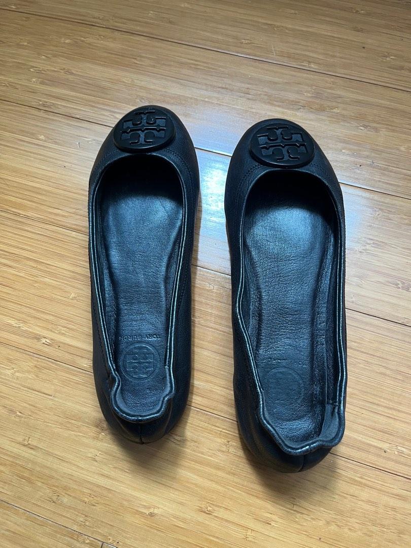 Tory burch cheap black leather flats