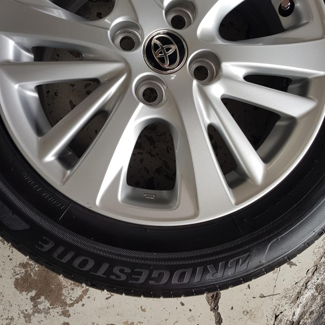Toyota vios rims with tyres, Car Accessories, Tyres & Rims on Carousell