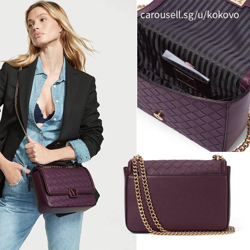 Victoria s Secret Black Violet Woven Wallet Bag Tote Collection