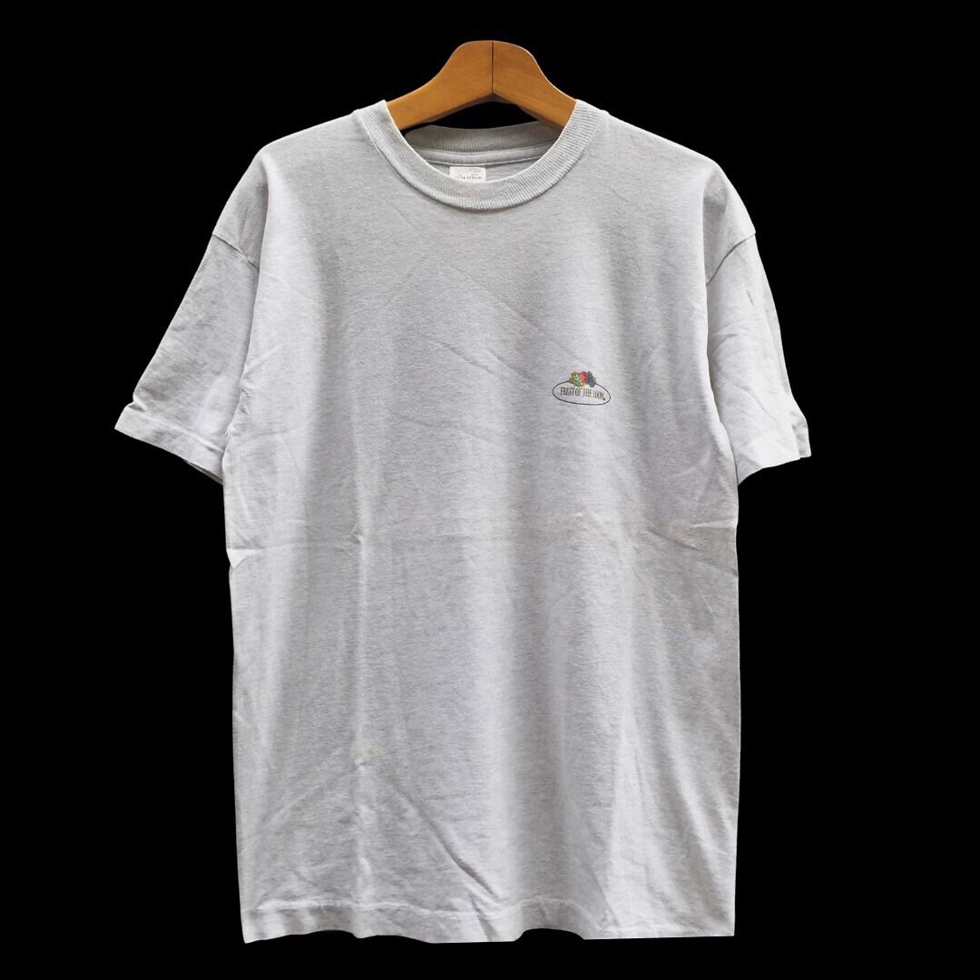 Vintage Fruit of the Loom print T-shirt, size L, men's cotton white type Vintage Second Hand