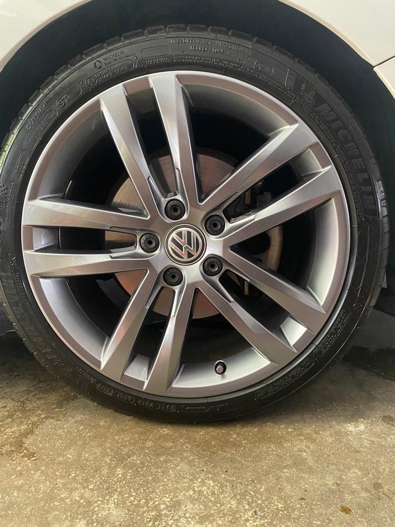 Volkswagen rims vw 18 ( rim with tyre ), Car Accessories, Tyres & Rims on Carousell