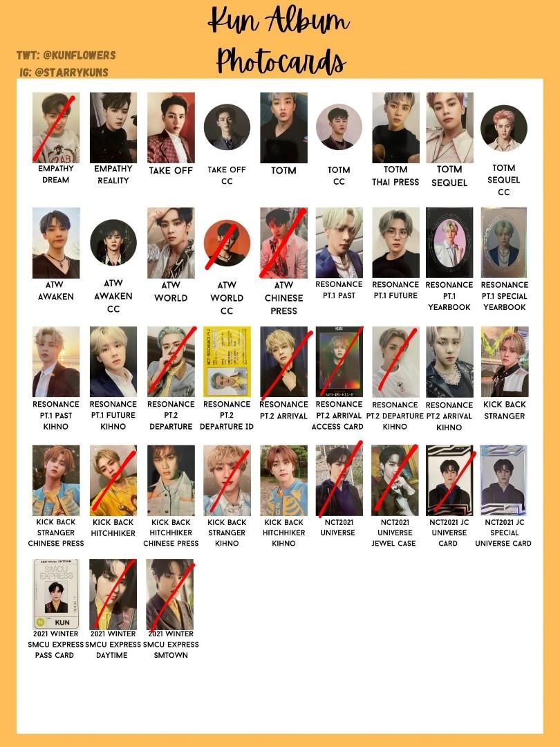 WISHLIST/WTT/WTB: KUN TEN HENDERY XIAOJUN YANGYANG PC CC POSTCARD