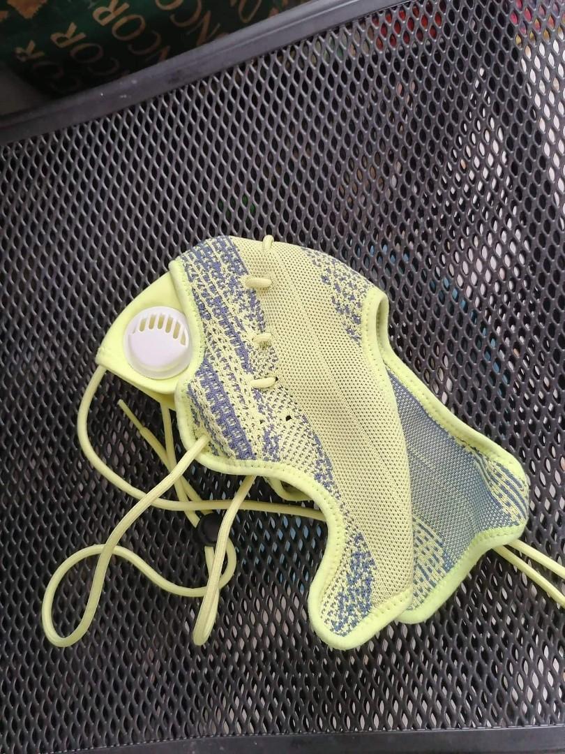 Yezzy facemask (Category: Luxury Accessories) located in Makati City. Submitted by flash2000 (Listing ID 1191146370, Image 2). Description: yezzy facemask, made from same material as yezzy shoes brandnew, pick up thru grab/lalamove zebra and semi frozen yellow avlble color.