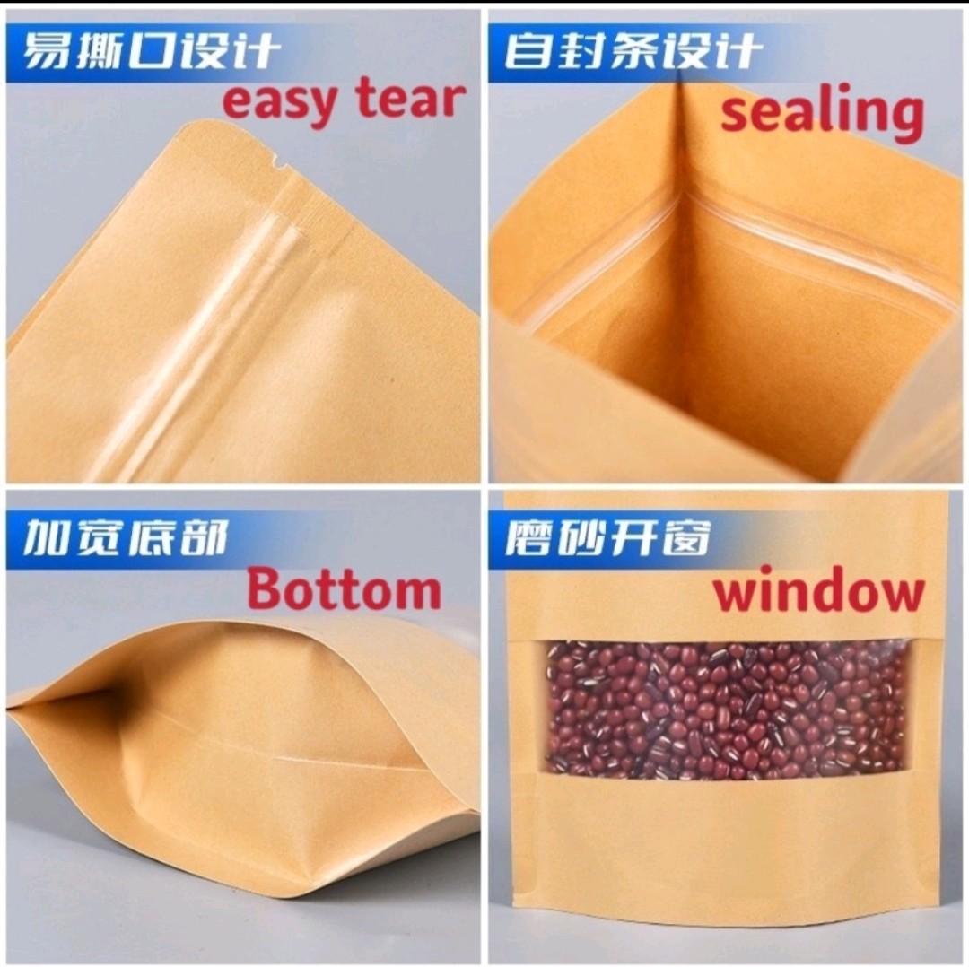 10x15cm Kraft Ziploc bags with window, Hobbies & Toys, Stationery