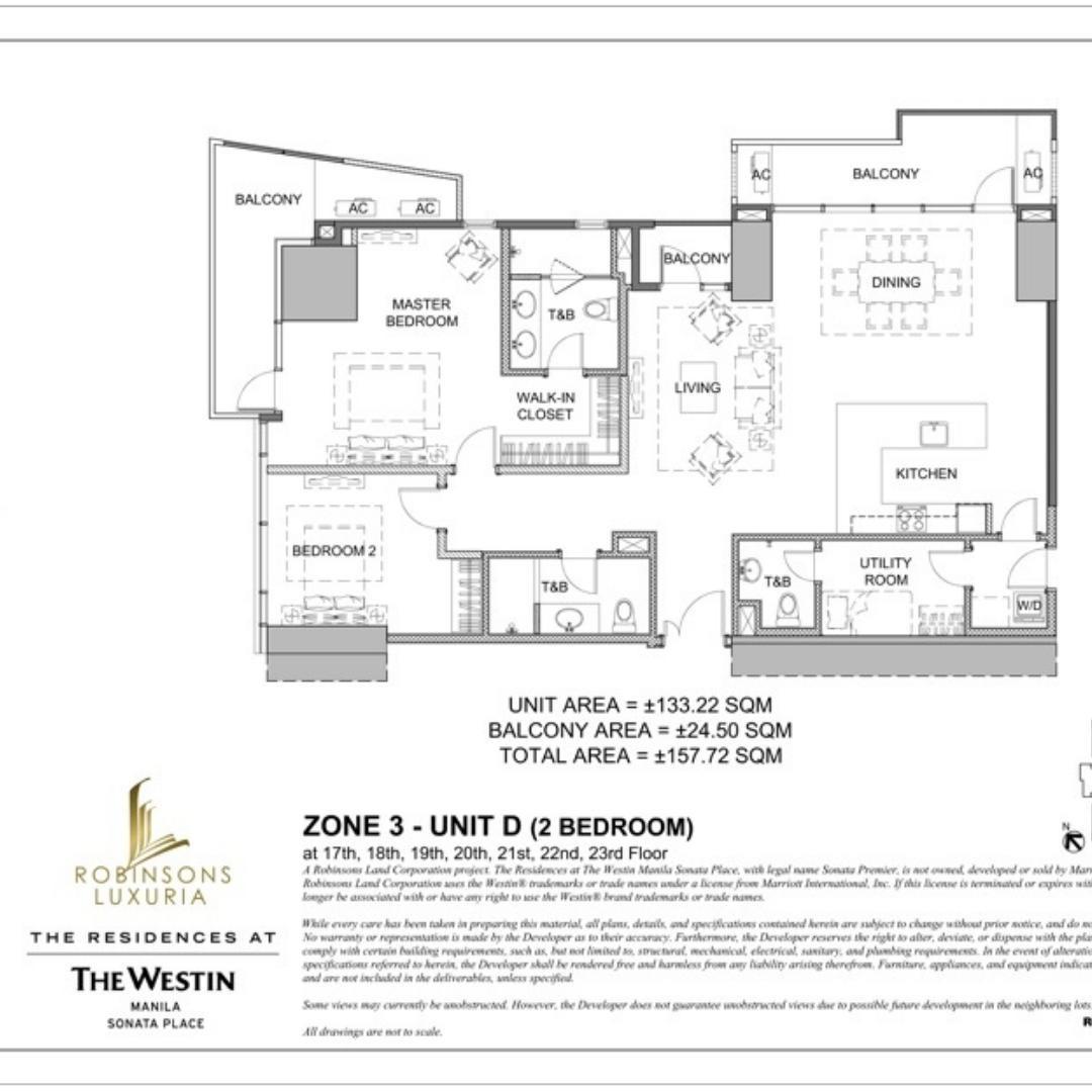 RFO 2BR with Balcony for sale at The Westin Residences in Ortigas