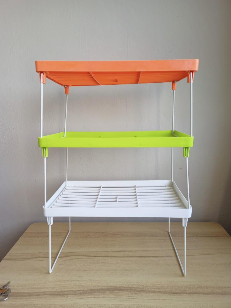 3 tier stacking plastic trays / rack, Furniture & Home Living, Home ...