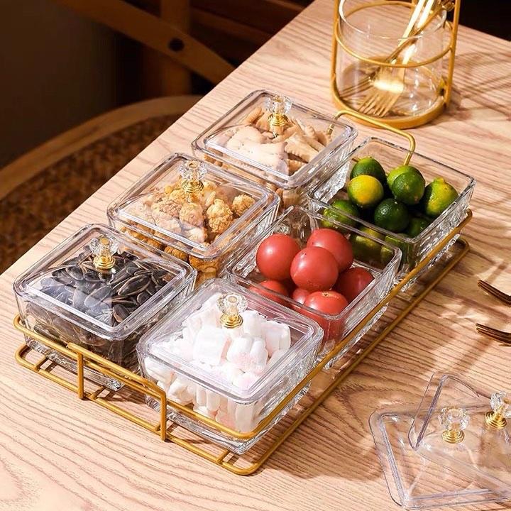 3pc/4pc/6pc Luxury Fruit Platter Snack Servingware Acrylic with Lids