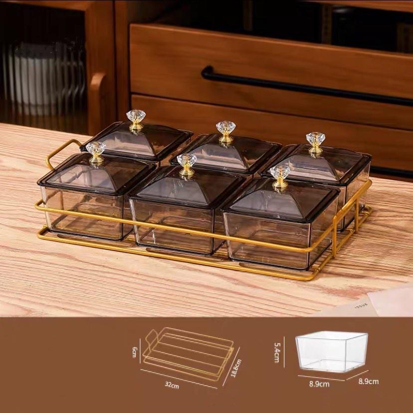 3pc/4pc/6pc Luxury Fruit Platter Snack Servingware Acrylic with Lids