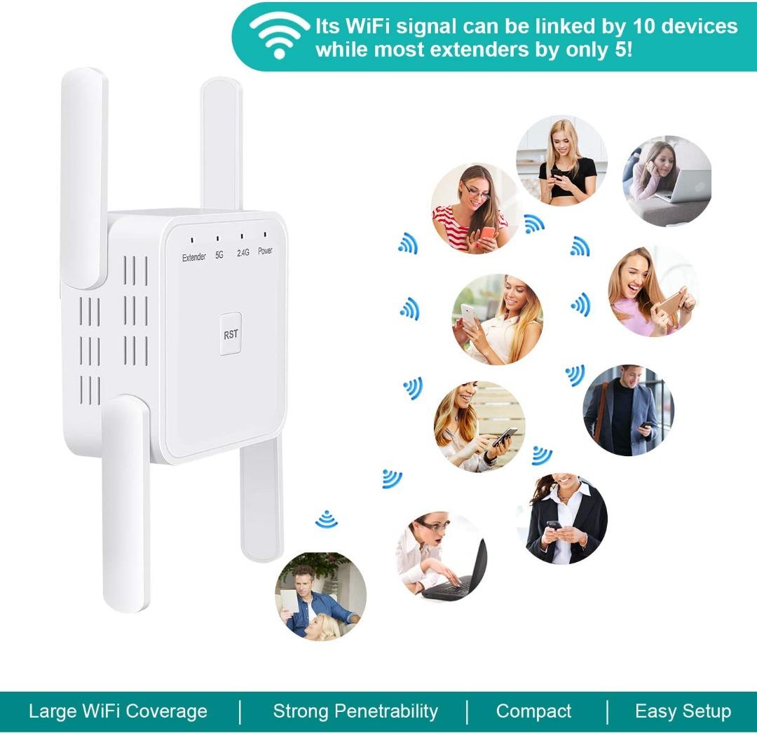 AC1200 Wifi Booster Range Extender 1200Mbps 5G+2.4G Dual Band WiFi
