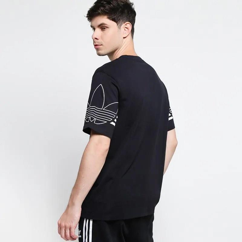 Adidas Originals T Shirt Outline Trefoil Logo Black XL Men s