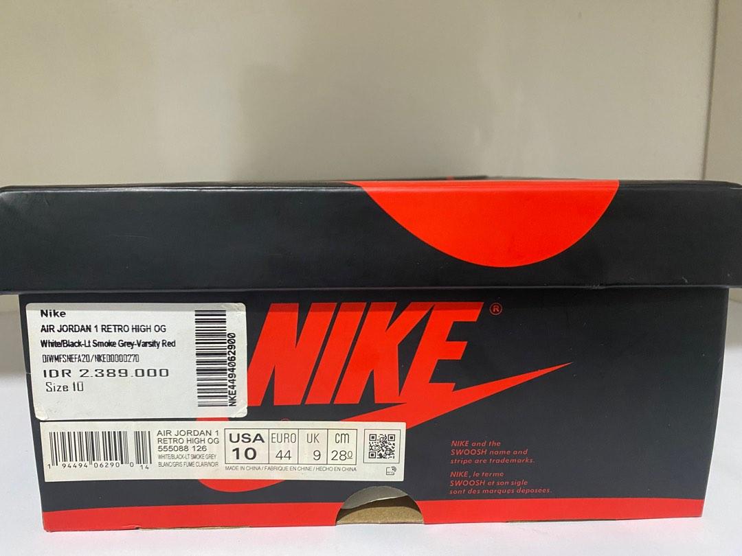 AJ 1 HIGH LIGHT SMOKE GREY ORIGINAL, Fesyen Pria, Sepatu ...