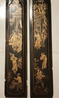 Antique hand painted wooden panels
