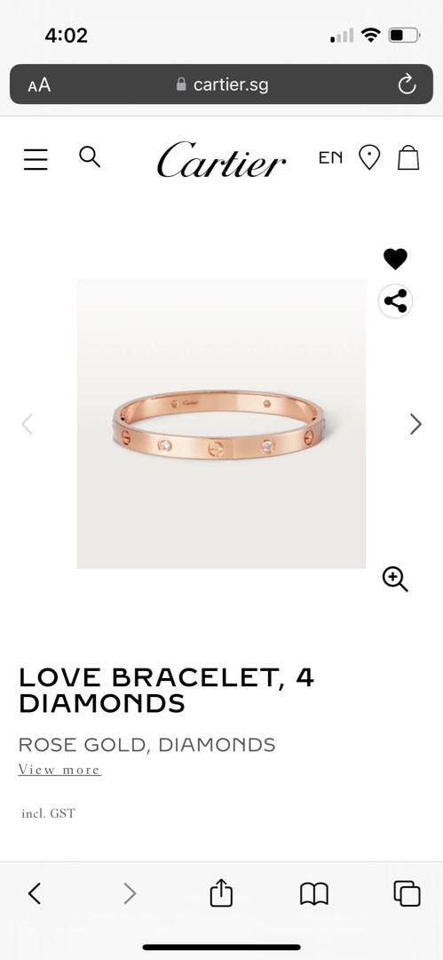Authentic Cartier 4 diamond love bracelet