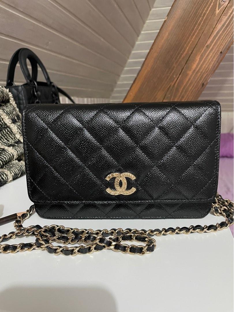 Authentic Chanel 22K Wallet on Chain Black Caviar, Luxury, Bags