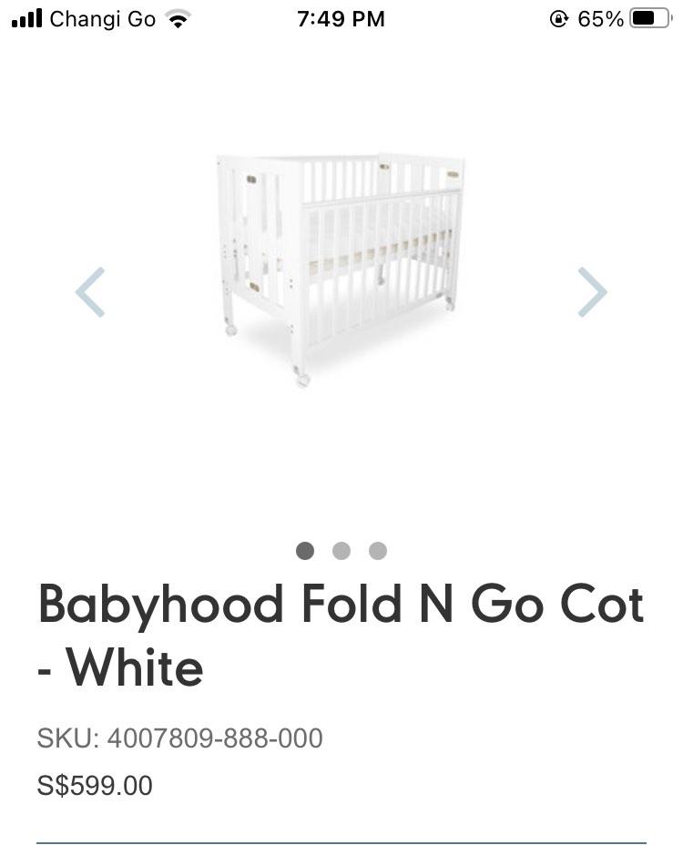 Babyhood fold and go cot, Babies & Kids, Baby Nursery & Kids Furniture
