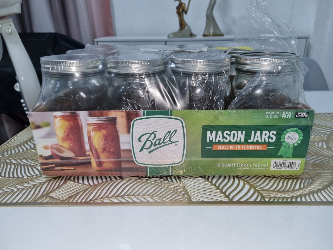 Ball Mason Jar 32 oz 1 Quart Wide Mouth, Furniture & Home Living