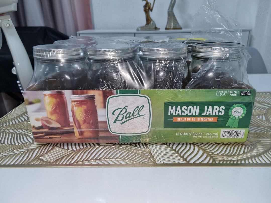 Ball Mason Jar 32 oz 1 Quart Wide Mouth, Furniture & Home Living