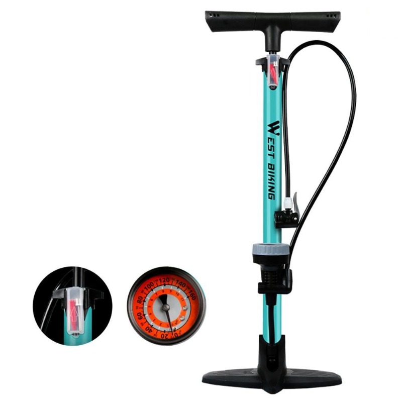 Bicycle Floor Pump 160PSI Bike Air Pump with Gauge Presta & Schrader