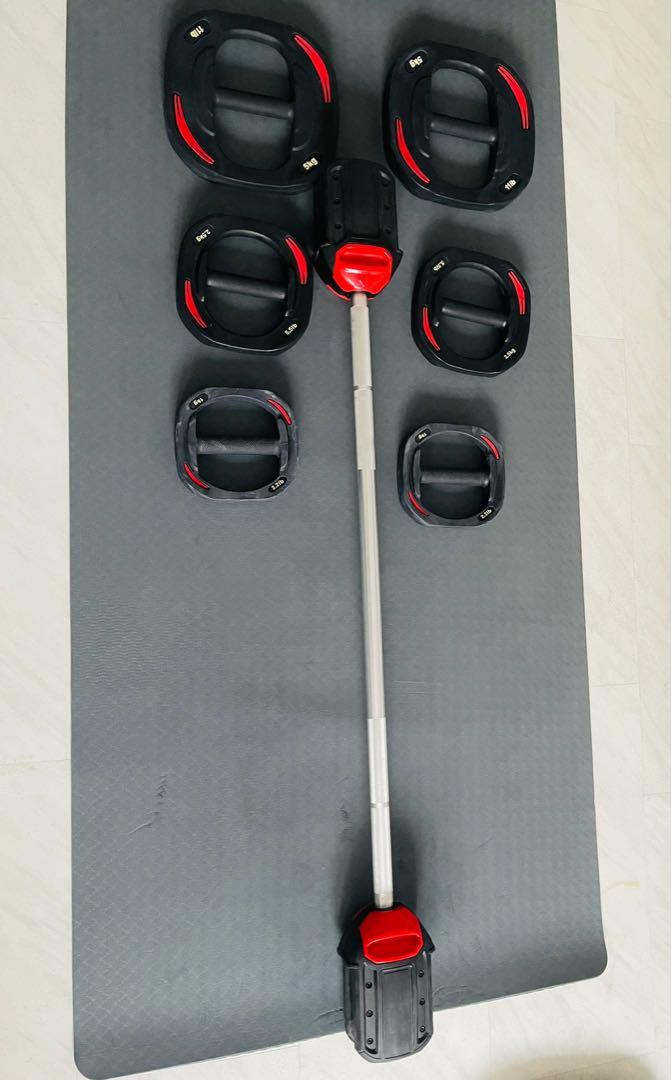 Bodypump 40kgs barbell set ( smartbar with weights), Sports Equipment