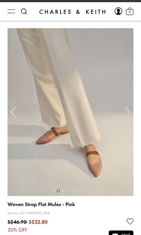 Charles Keith woven strap flat mules, Women's Fashion, Footwear