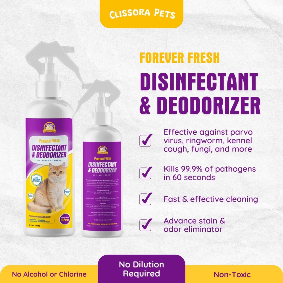 Clissora Pets Forever Fresh Disinfectant & Deodorizer Spray, Beauty & Personal Care, Sanitizers