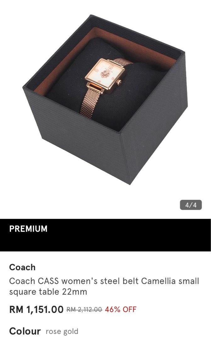 Coach CASS women's steel belt Camellia small square table 22mm, Women's  Fashion, Watches & Accessories, Watches on Carousell