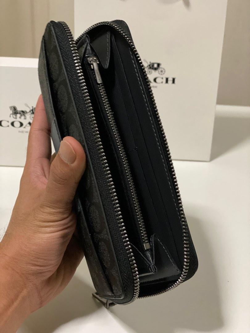 Coach Men'S Leather Zip Card Case - Black for Men