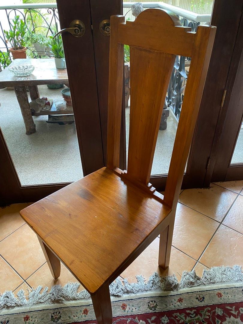 Dining Chair Solid Wood (Category: Chairs) located in Paranaque City. Submitted by melsdeclutters (Listing ID 1191357377, Image 2). Description: whole set of dining chairs :) Solid wood no issues at all Take all for 13200 pesos 1 chair has a flaw.