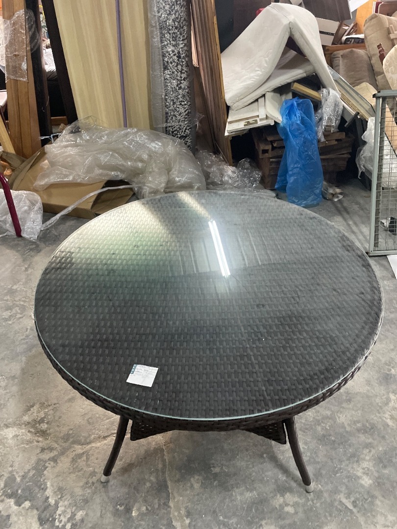 Edinburg Round Rattan Table Black Colour / Meja Rotan Bulat Edinburg ...