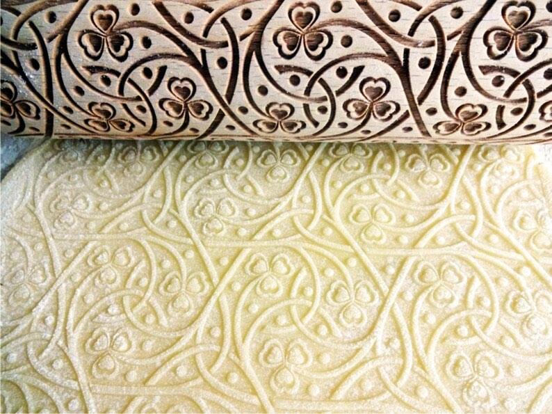 Embossed Wood Rolling Pin CLOVER design made in Lithuania (Category: Bakeware) located in Paranaque City. Submitted by paw_prints9 (Listing ID 1191469666, Image 3). Description: A unique and beautiful gift for any occasion: birthdays, house-warming, Christmas, Mother’s Day. Design: Clover knot, a Celtic design Baking cookies, shortbread or pies with an embossed rolling pin can be a fun, especially for kids! It can also be used to emboss pottery. 