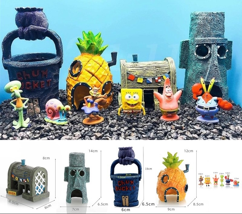 Fish Tank Ornament Aquarium Cartoon Spongebob Pineapple House Caves Fish Tank Decoration Ornaments Accessories MMZ0629 Pet Supplies Homes Other Pet Accessories on Carousell