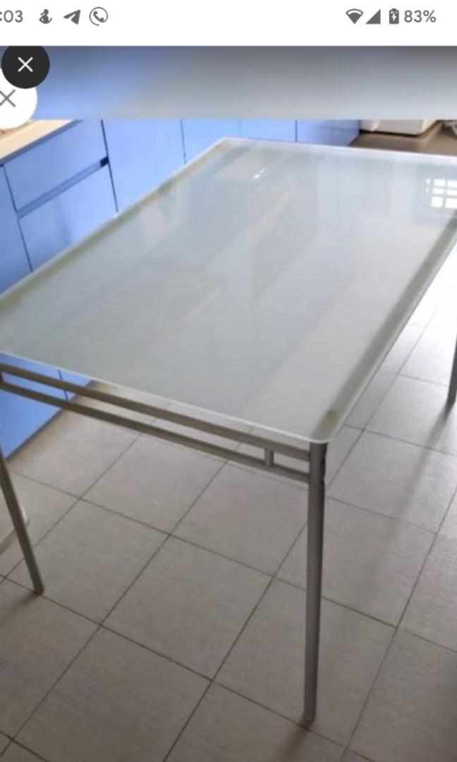 Frosted Glass dining table, Furniture & Home Living, Furniture, Tables