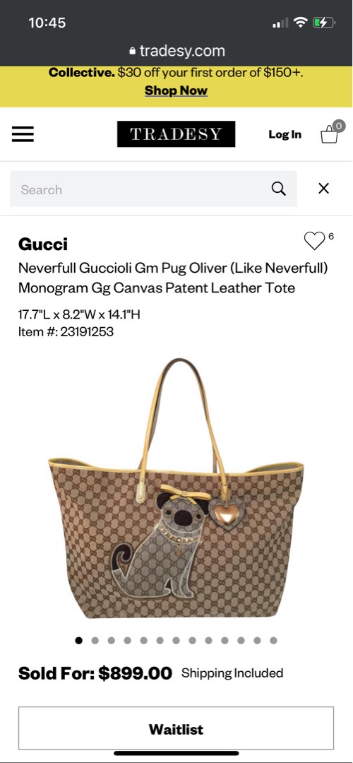 Gucci oliver store pug tote