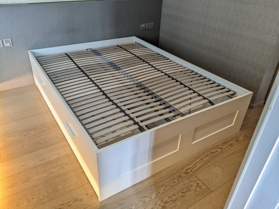 IKEA BRIMNES Queen size, bed frame with storage, 傢俬＆家居, 傢俬, 床架及床褥