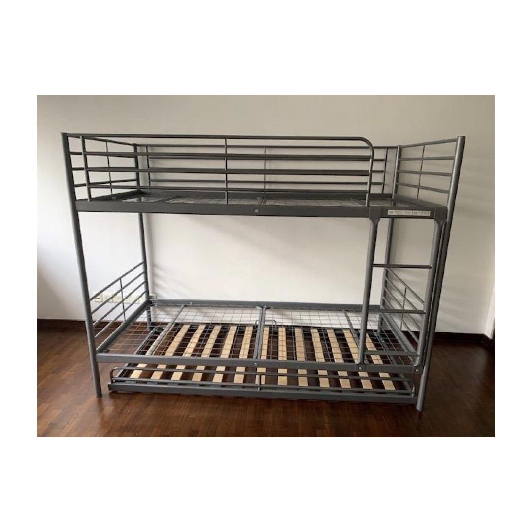 IKEA BUNK BED WITH PULLOUT UNDERBED, Furniture & Home Living, Furniture