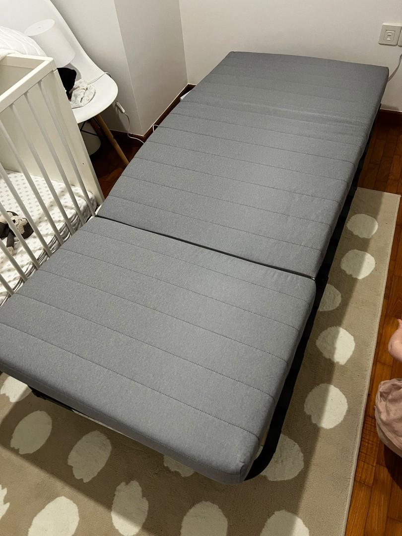 IKEA Lycksele Lovas folding single chairbed with Ransta beige cover