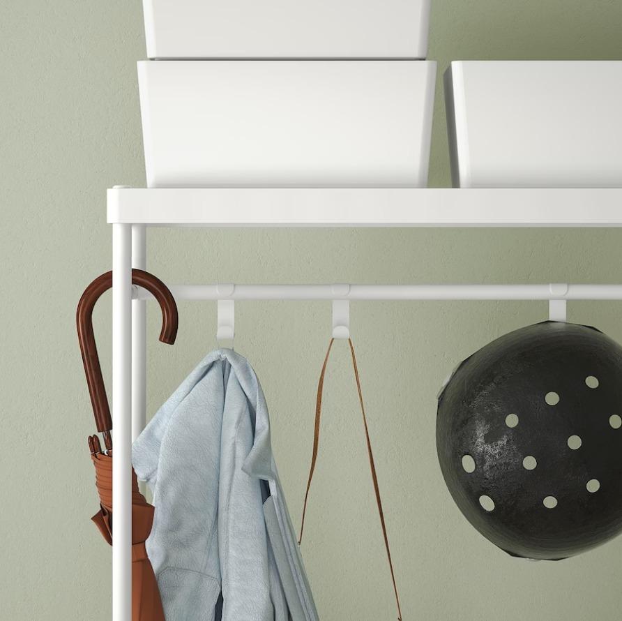 IKEA MACKAPAR Coat rack with shoe storage unit White Furniture Home Living Furniture Shelves Cabinets Racks on Carousell