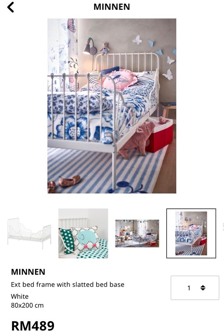 IKEA Minnen Bedframe White frame, Furniture & Home Living, Furniture