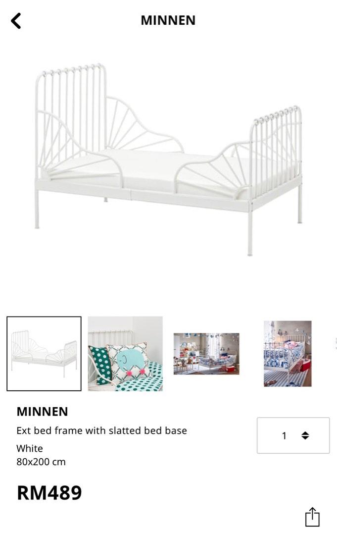 IKEA Minnen Bedframe White frame, Furniture & Home Living, Furniture