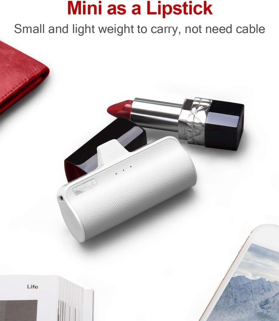 iWALK Mini Portable Charger Power Bank 3350mAh Compatible with iPhone 14/13/12  Pro Max/11 Pro, with Built in Cable, White 