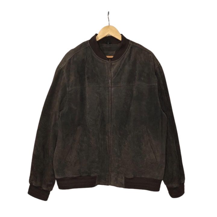 John Ashford brown quilted suede leather bomber jacket Men s