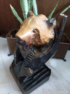 Large Vintage Wooden Hand Carving Bear Statue