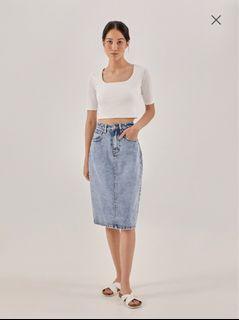 LB Corey Scoop Neck Crop Sleeve Top in White
