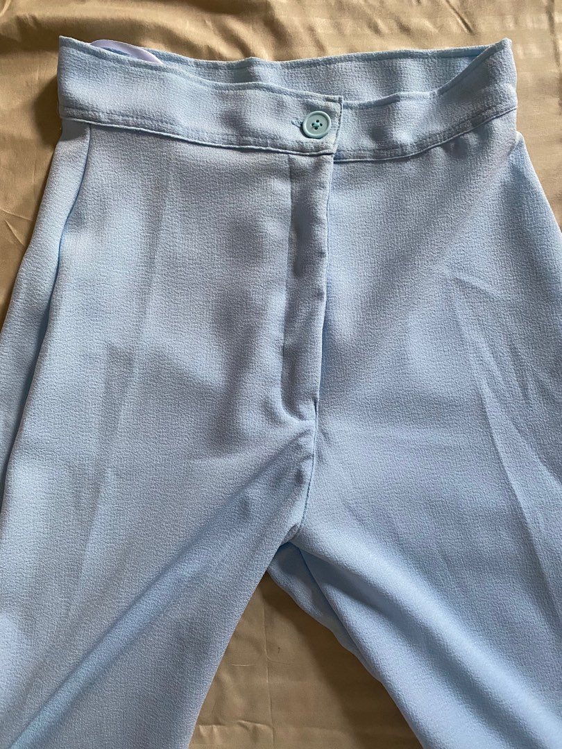 Light Blue Trousers, Women's Fashion, Bottoms, Other Bottoms on Carousell