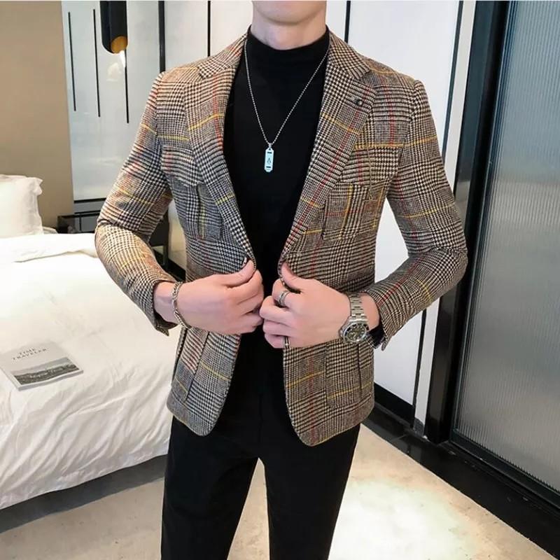 Mens checked on sale blazer jackets