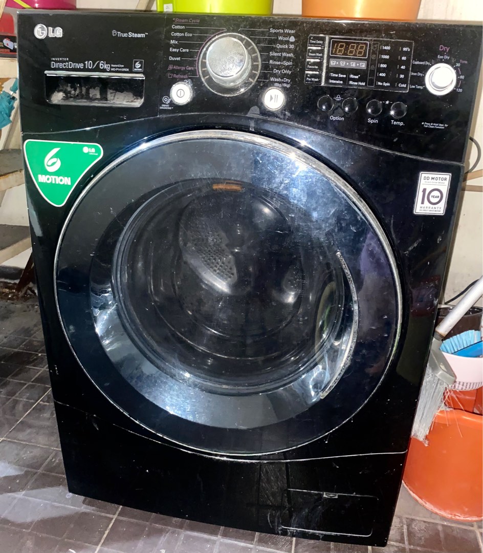 mesin cuci LG inverter (wash & dry) 10 KG front loading 6 motions