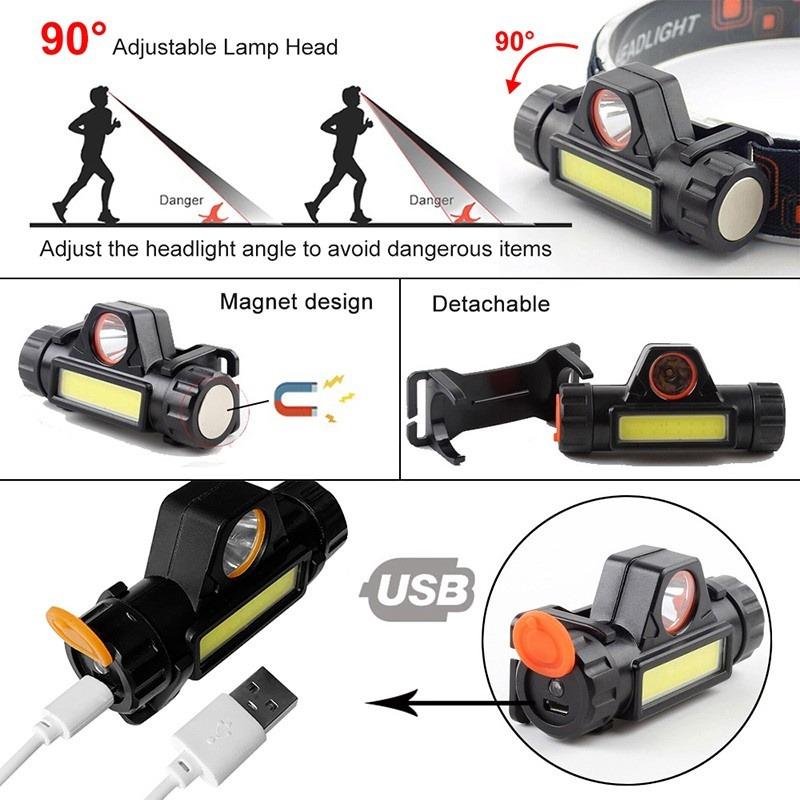 LED Headlamp Rechargeable, XSTRAP Zoomable Head Flashlight with 6000 Lumen Super Bright for Adults Kids Sensor Waterproof Modes Lightweight Headligh - 4