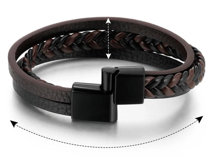 NEW 3 Stack Leather Bracelet 2 designs 4 colours Men s